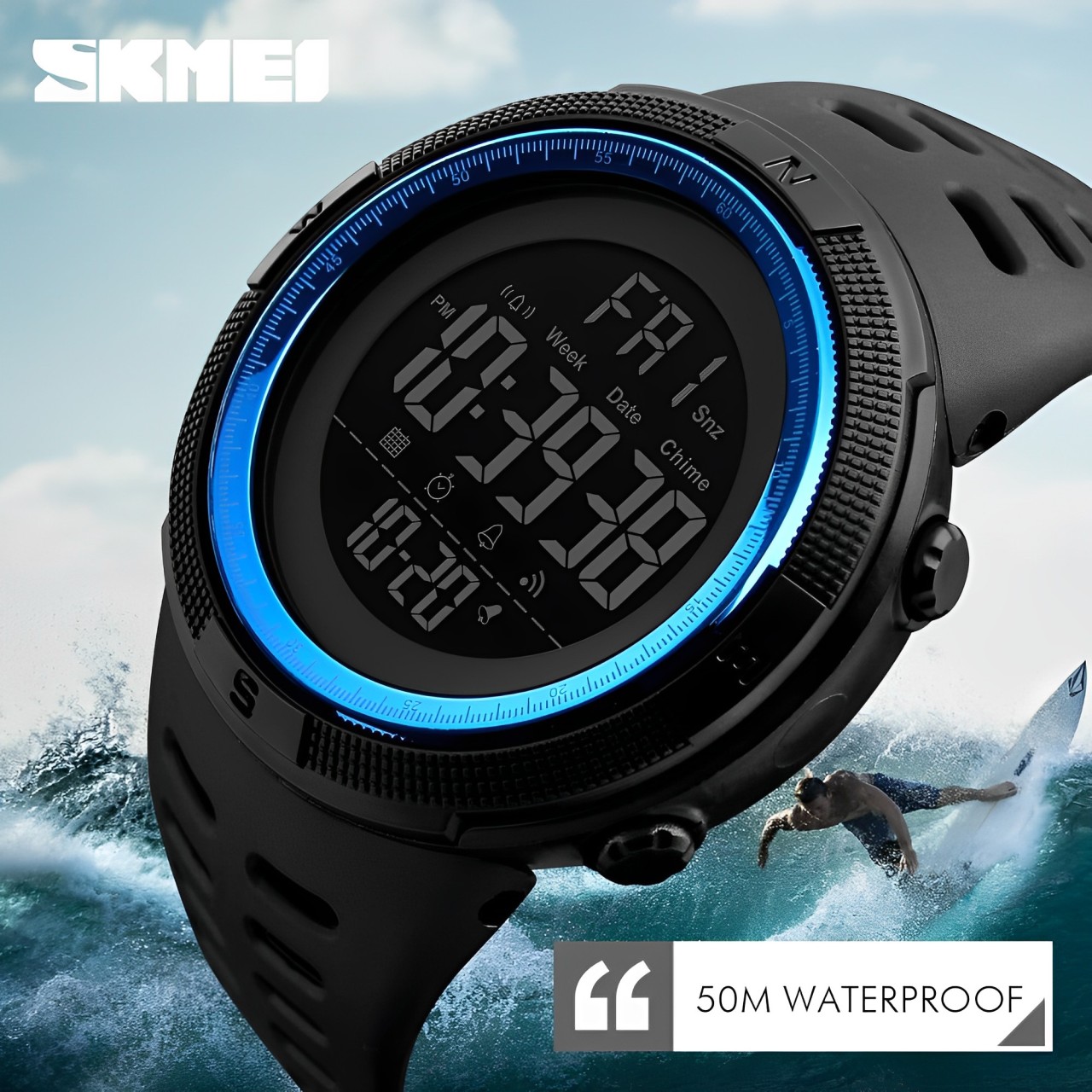 SKMEI Waterproof Men’s Watch | Fashionable LED Digital Sports Watch, Multifunctional Outdoor Timepiece for Students and Casual Wear